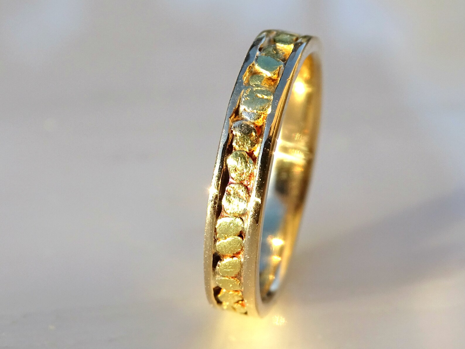 Gold Nugget Wedding Band Mens Wedding Ring Gold Nugget Etsy