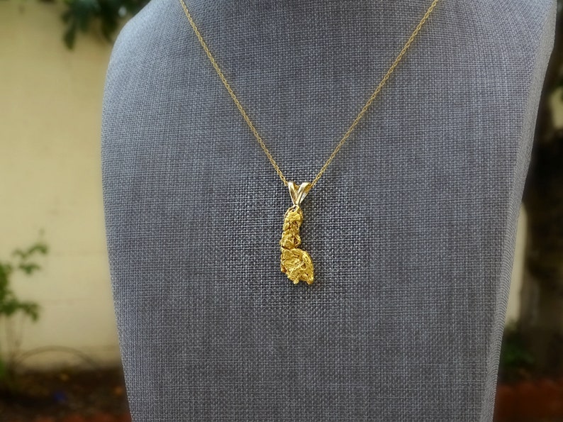 Big Gold Nugget Pendant Mens Gold Nugget Necklace Real Gold Etsy