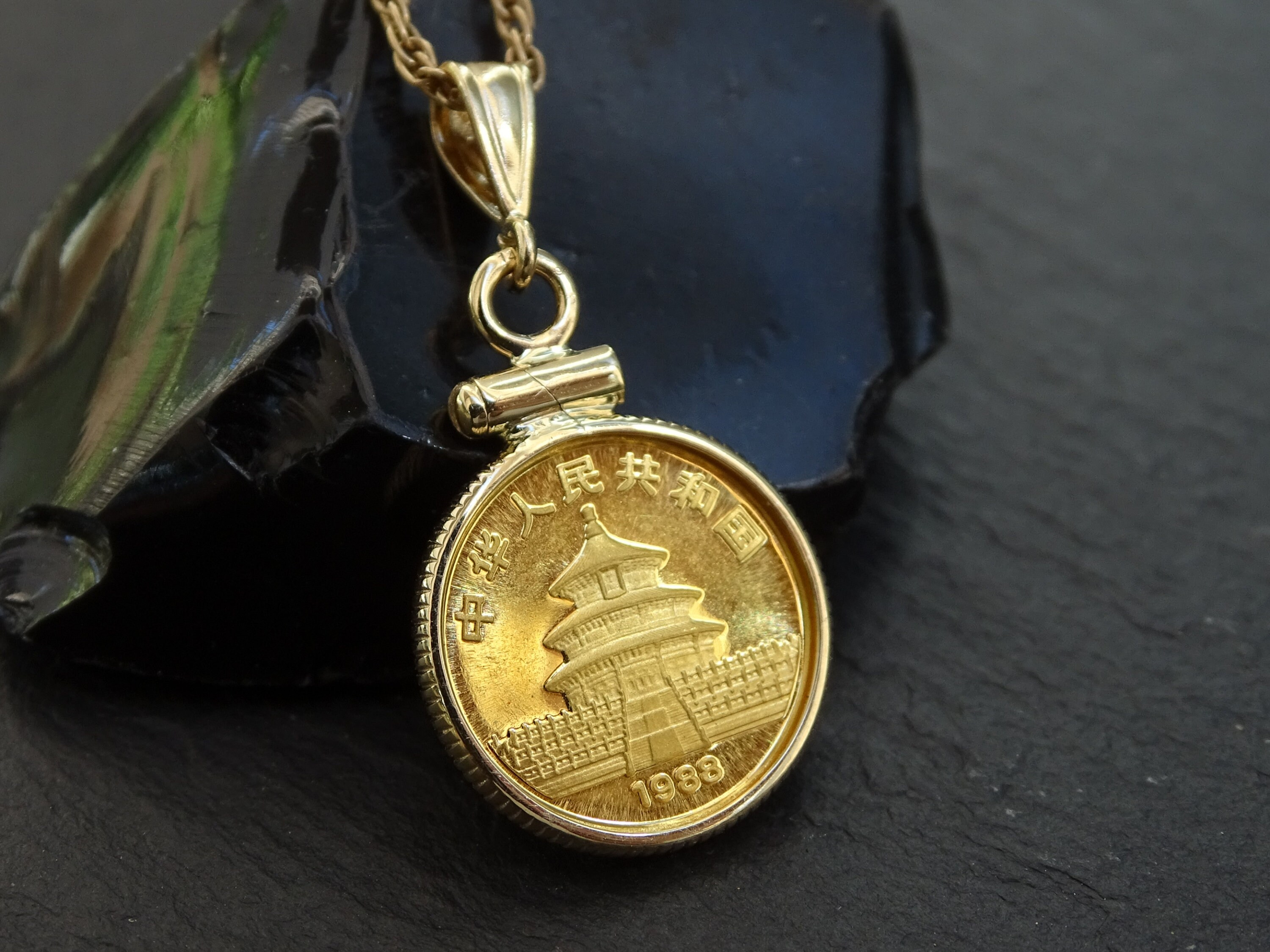Gold panda coin pendant hot sale