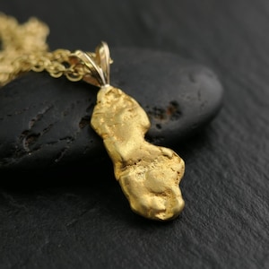 real gold nugget necklace, solid Australian gold nugget pendant, gold nugget necklace, gift for women, gold rush pendant