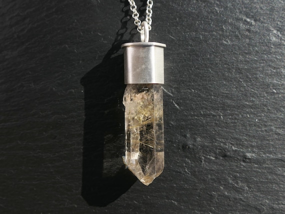Golden, Rutilated, and Smoky Quartz Necklace Gold-plated Sterling Silver Golden, Rutilated, and Smoky Quartz Necklace Gold-plated Sterling Silver
