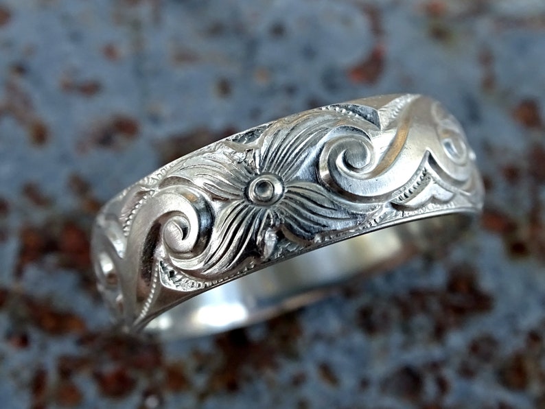 Flower Wedding Ring Silver Floral Silver Ring Boho Wedding - Etsy