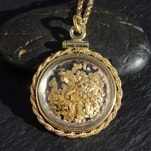 gold nugget locket pendant, real gold nugget necklace, Alaska gold nugget jewelry stacking necklace gold, unique anniversary gift for her