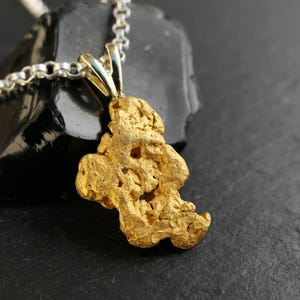 big gold nugget pendant, raw gold nugget necklace, Australian gold nugget necklace, gold rush pendant gift for him