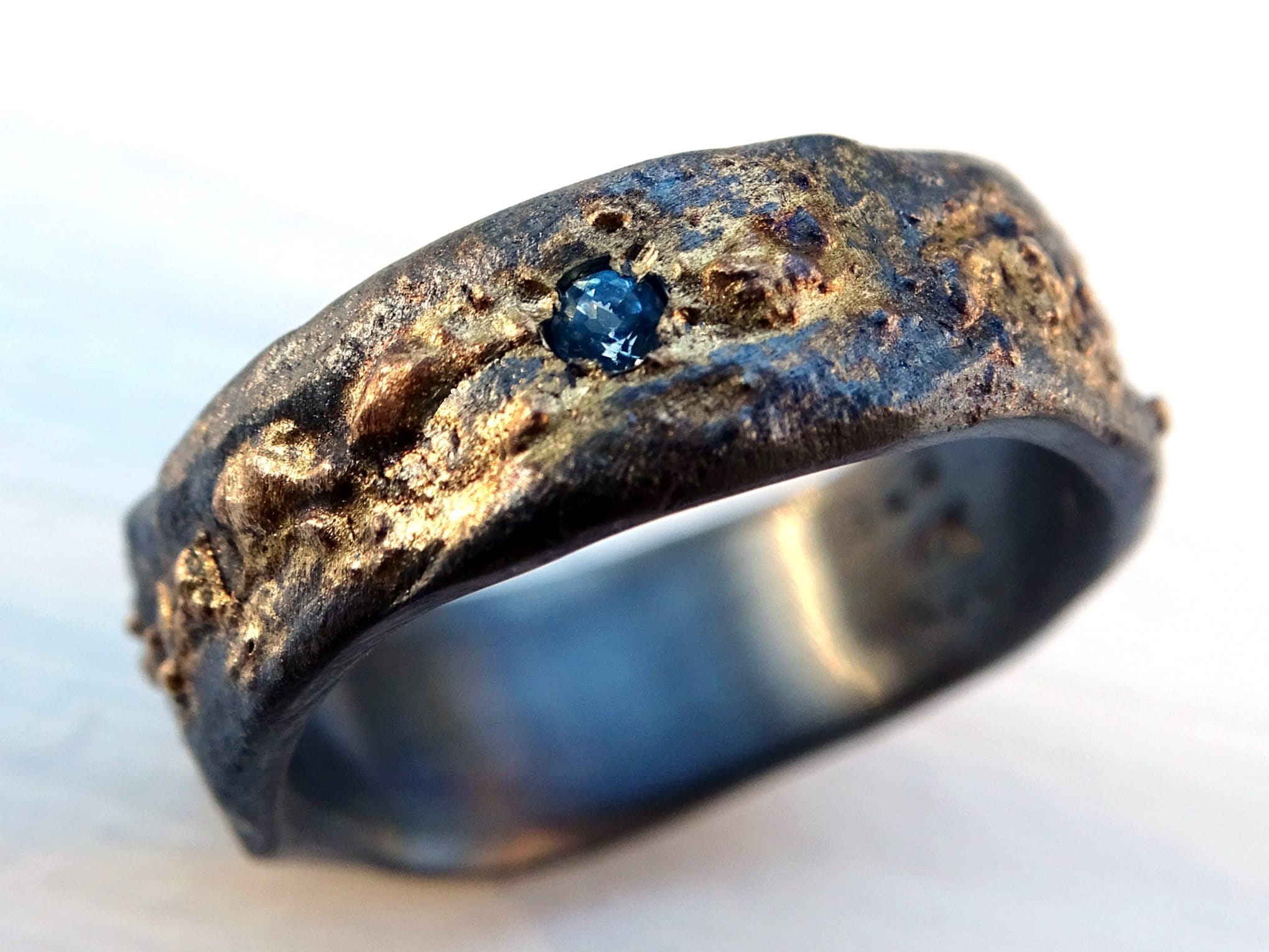 Mens wedding ring celtic gem engagement ring gold silver Etsy