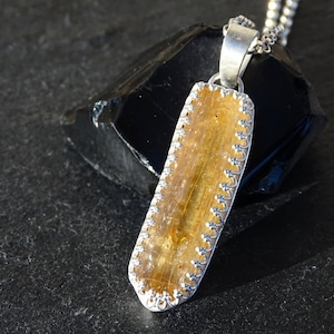 Imperial Topaz pendant silver, precious Topaz necklace silver crystal pendant, golden crystal necklace, Topaz crystal pendant gift for her