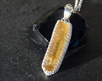 Imperial Topaz Pendant: Sterling Silver Honey Crystal Necklace