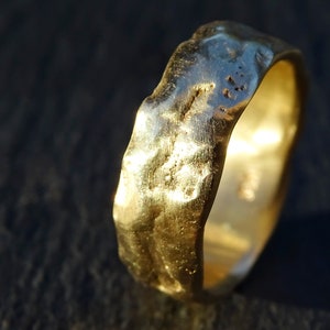 chunky gold ring, 14k gold engagement ring, gold ring for men wedding band, hefty gold wedding ring, unique anniversary gift for men