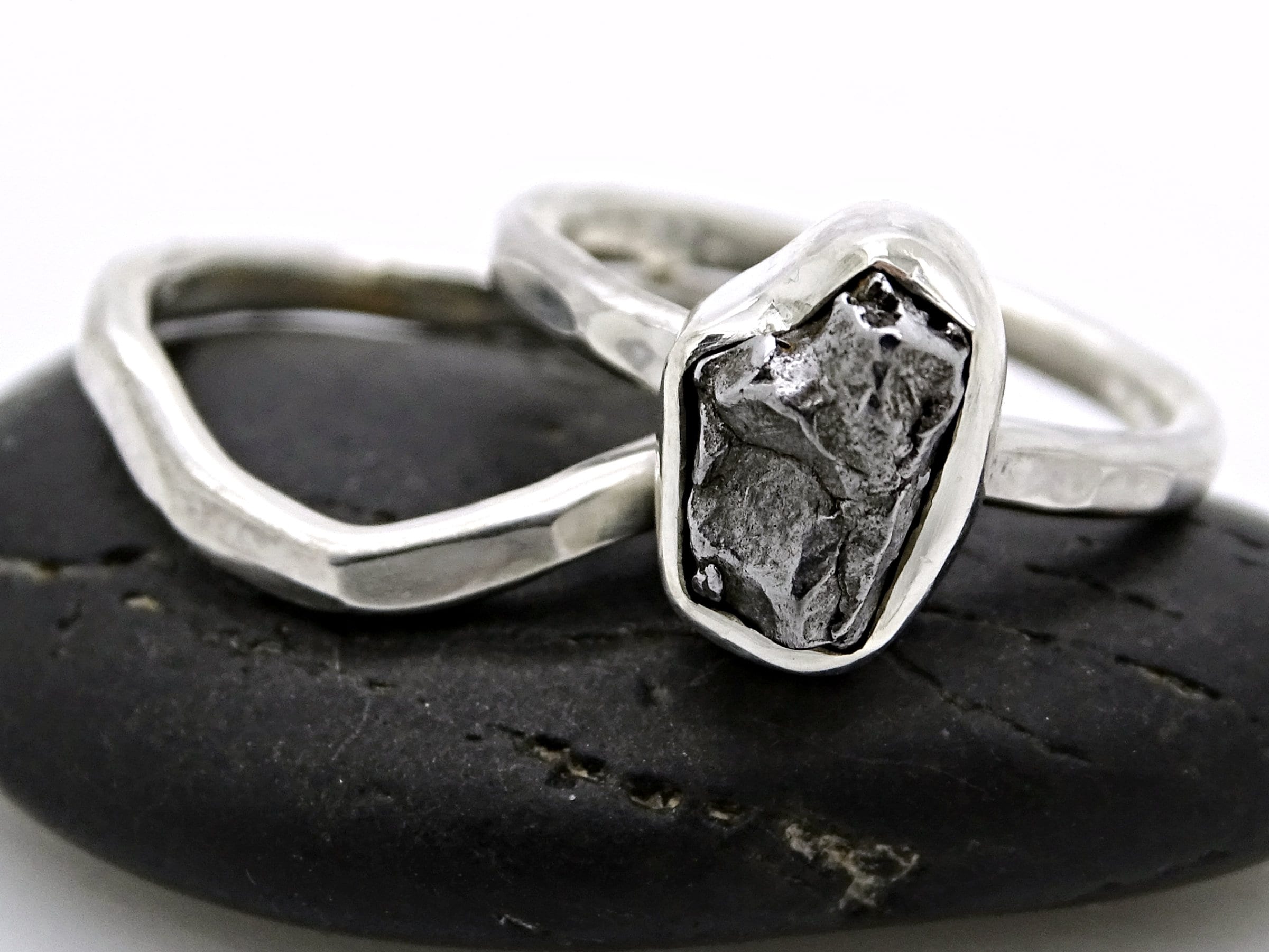 Silver Meteorite Ring, Meteorite Engagement Ring, Silver