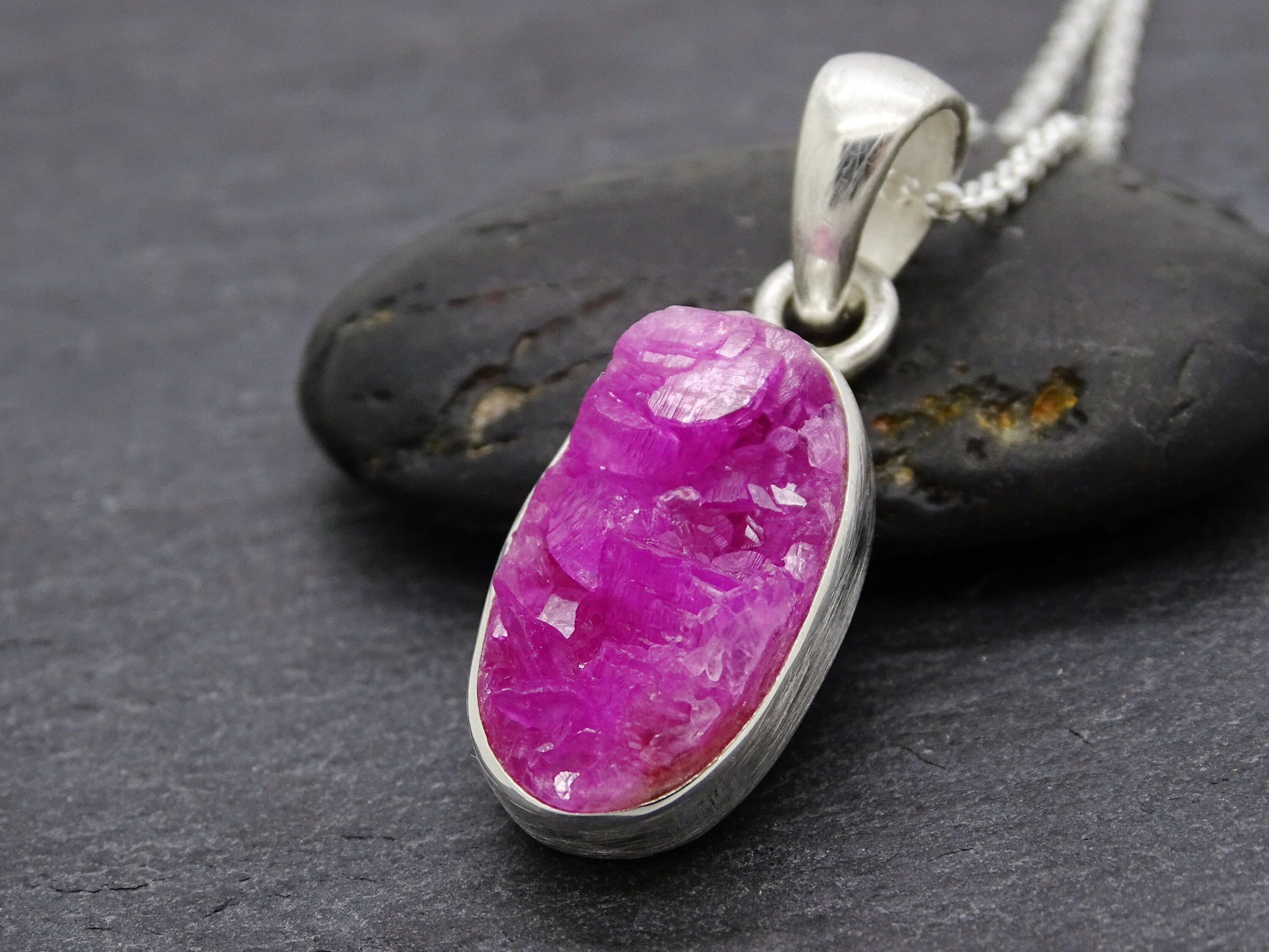 Pink Druzy Pendant Cobalt Calcite 