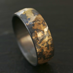 forged gold and silver band for men and women, hammered mixed metal wedding band, unisex wedding ring engagement band men's anniversary gift