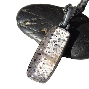 hematite quartz pendant black silver, unique quartz crystal necklace, disco fire quartz pendant, unique gift for her, layering necklace
