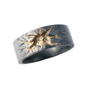 one of a kind hand carved gold silver ring, men's wedding band unique engagement ring, bold viking wedding ring, unique gift for him