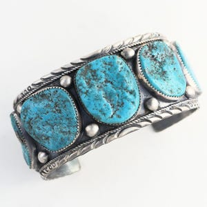 wide mens turquoise cuff silver 8 1/4 inch, Navajo cuff bracelet Kingman turquoise cuff, big silver bracelet for men, blue turquoise jewelry