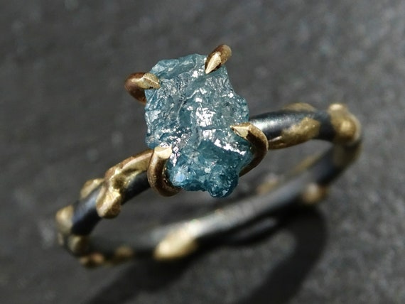 Blue diamond 2024 sterling silver ring