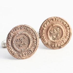 ancient Roman coin cufflinks, unique bronze cufflinks Roman Empire coins, Father&#39;s day gift for him, unique men&#39;s gift anniversary gift