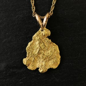 real gold nugget pendant, Alaska gold nugget necklace, solid gold nugget pendant, gold nugget necklace, gift for women, gold rush pendant