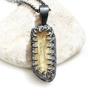 Imperial Topaz crystal pendant black silver, precious Topaz necklace, golden crystal necklace, unique gift for her, layering necklace