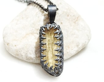 Imperial Topaz Crystal Pendant: Oxidized Sterling Silver Necklace