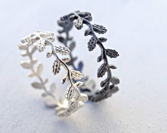 dainty Oak leaf ring, leaf purity ring for women, leaf eternity ring silver, filigree wedding ring silver lace ring Oak wreath ring