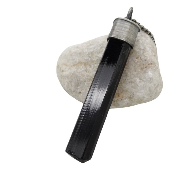 black tourmaline pendant, big tourmaline crystal pendant men crystal necklace, raw crystal pendant, mens crystal pendant, unique mens gift