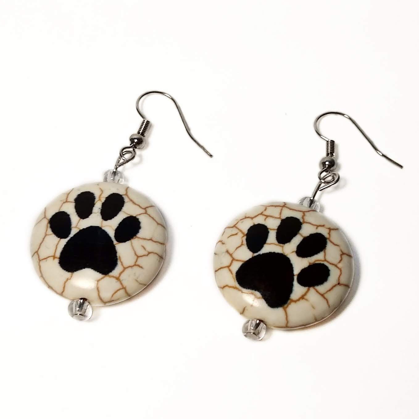 paw print dangle earrings