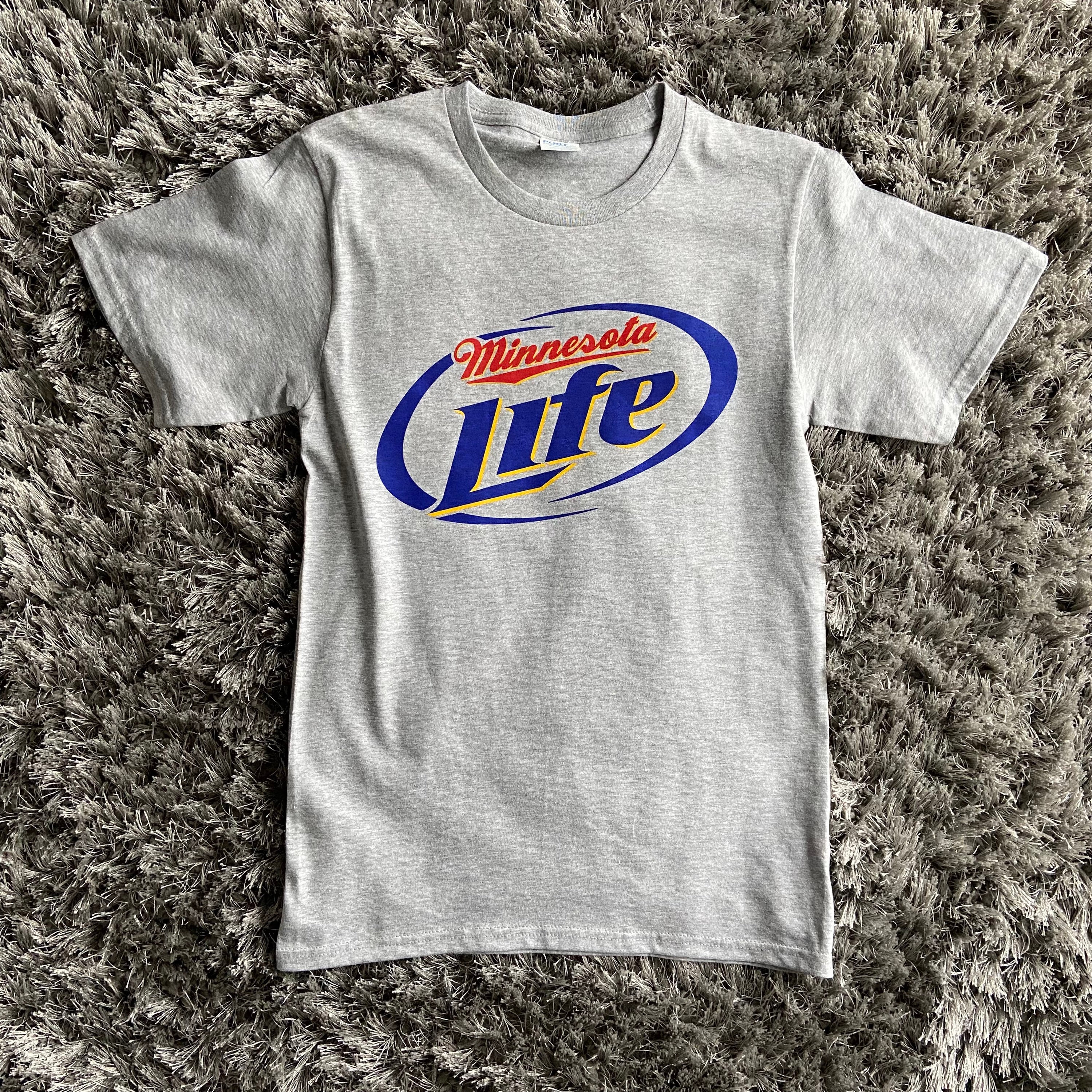 TShirtEnvy Minnesota Life T-Shirt (Miller Lite Logo Flip)
