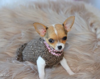 Chihuahua puppy sweater * Tea Cup Chihuahua sweater * Chihuahua clothing * Hand knitted chihuahua sweater * Chihuahua gift * puppy sweater