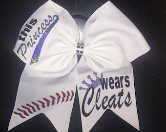 This Princess Wears Cleats Bow - Softball Bow - Every color available!!