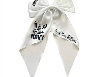 Custom Proud Navy Girlfriend bow