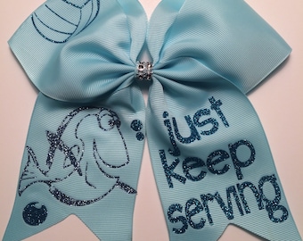 Dory Just Keep Serving Volleyball Hair Bow Softball Bow / Cheer Bow / Volleyball Bow