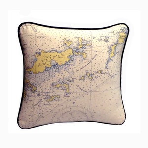 Almohada de mapa personalizada - Almohada de tiro personalizada - Almohada de carta náutica - Decoración del hogar - Almohada personalizada - Almohada de sofá de mapa - Almohada de lona - 14" x 14"