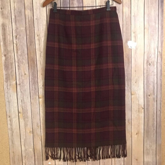 Fringe wrap skirt plaid hot sale
