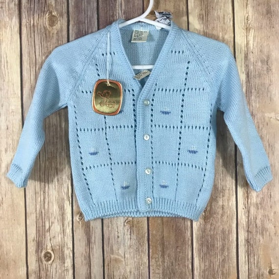 Size 3-6 Months Vintage Croissant Baby Boys Sweater Set Blue Overalls with Dinosaur Applique /& Contrast White Pullover Sweater Top