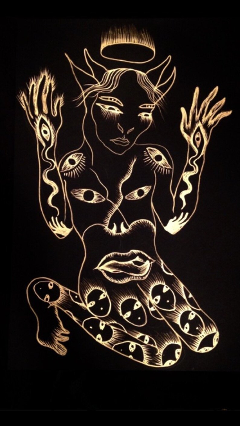 Beast Of The Apocalypse Witch Bestiary Gold Print - 