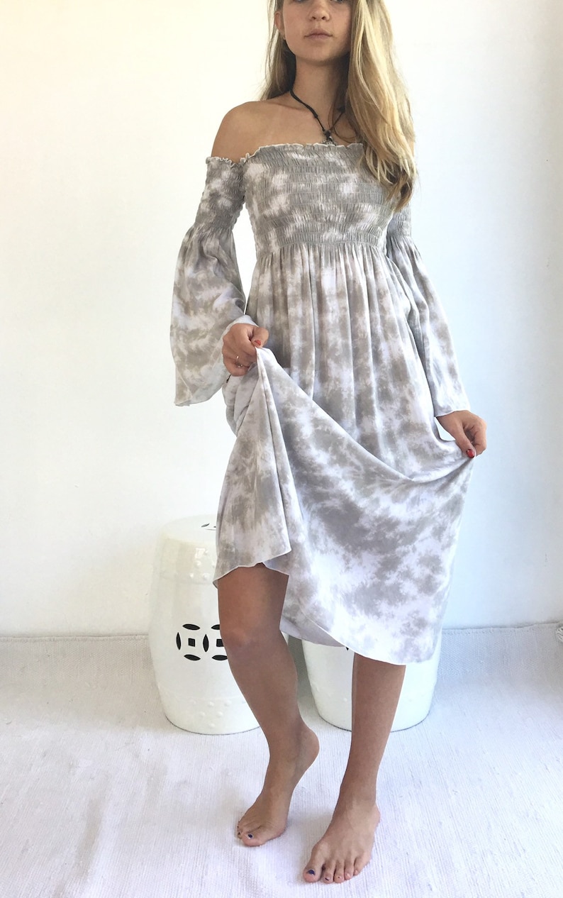 Dress Midi Vacation dress Boho Off the Shoulder