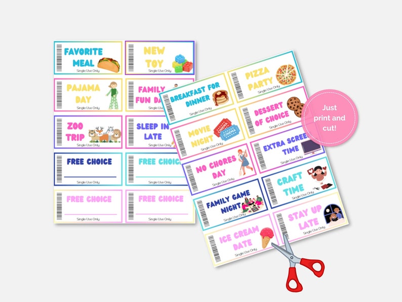 Kids Printable Rewards Coupons, Printable Gift for Kids - Etsy
