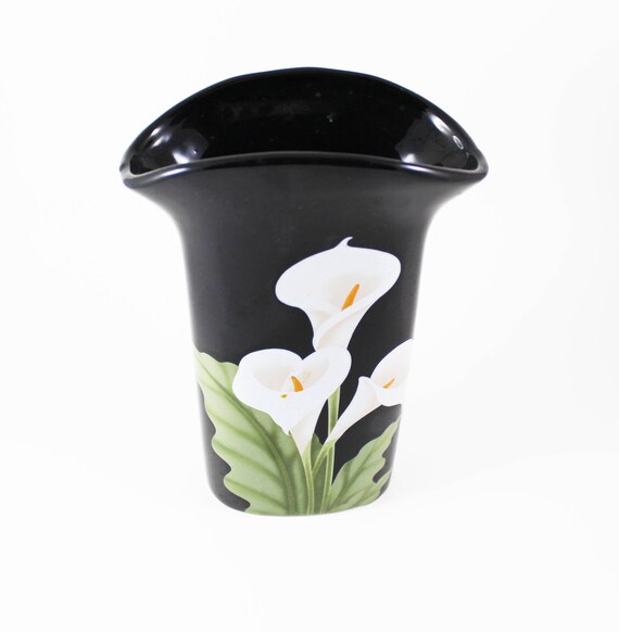 Vintage Black Vase With Calla Lily Maybe Octagirl Calla Etsy