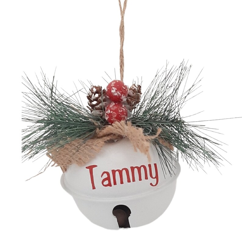 Jingle Bell Ornament White Bell Ornament Personalized Jingle Etsy