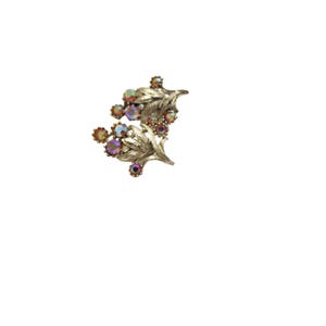 Vintage Coro Aurora Borealis Rhinestone Silver-Tone Clip-On Earrings