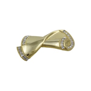 Vintage Anne Klein Gold-Tone Twist Brooch With Clear Rhinestones