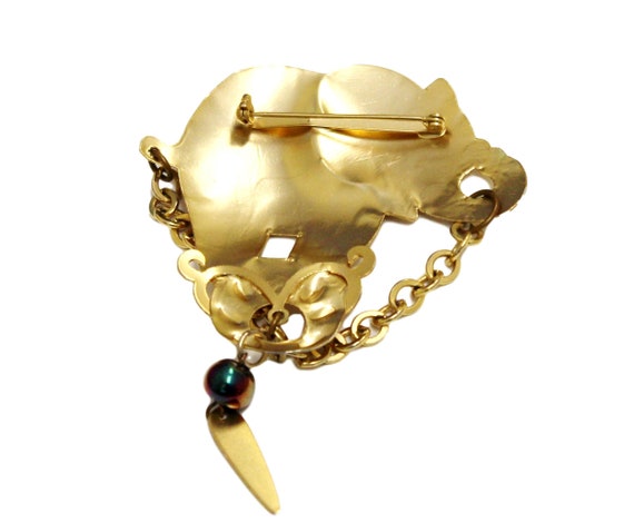 Vintage Goldtone Elephant Brooch - image 5