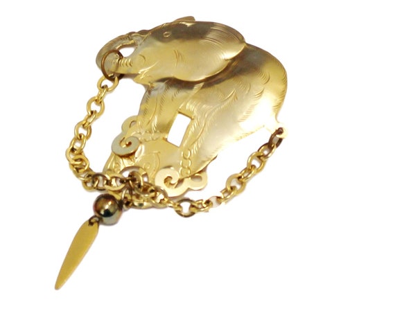 Vintage Goldtone Elephant Brooch - image 2