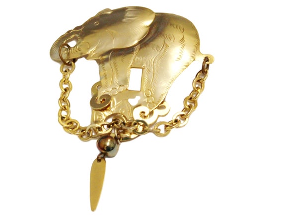 Vintage Goldtone Elephant Brooch - image 4