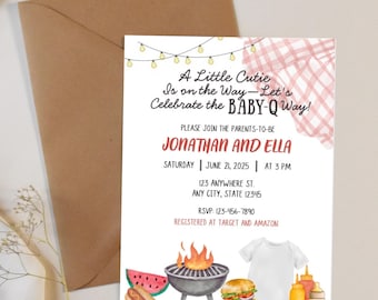 Baby-Q Baby Shower Invitation Template, BBQ Theme (Digital)