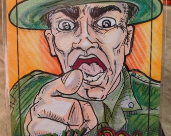 Original sketch card of Sergeant Hartman from Kubrick's film, Full Metal Jacket