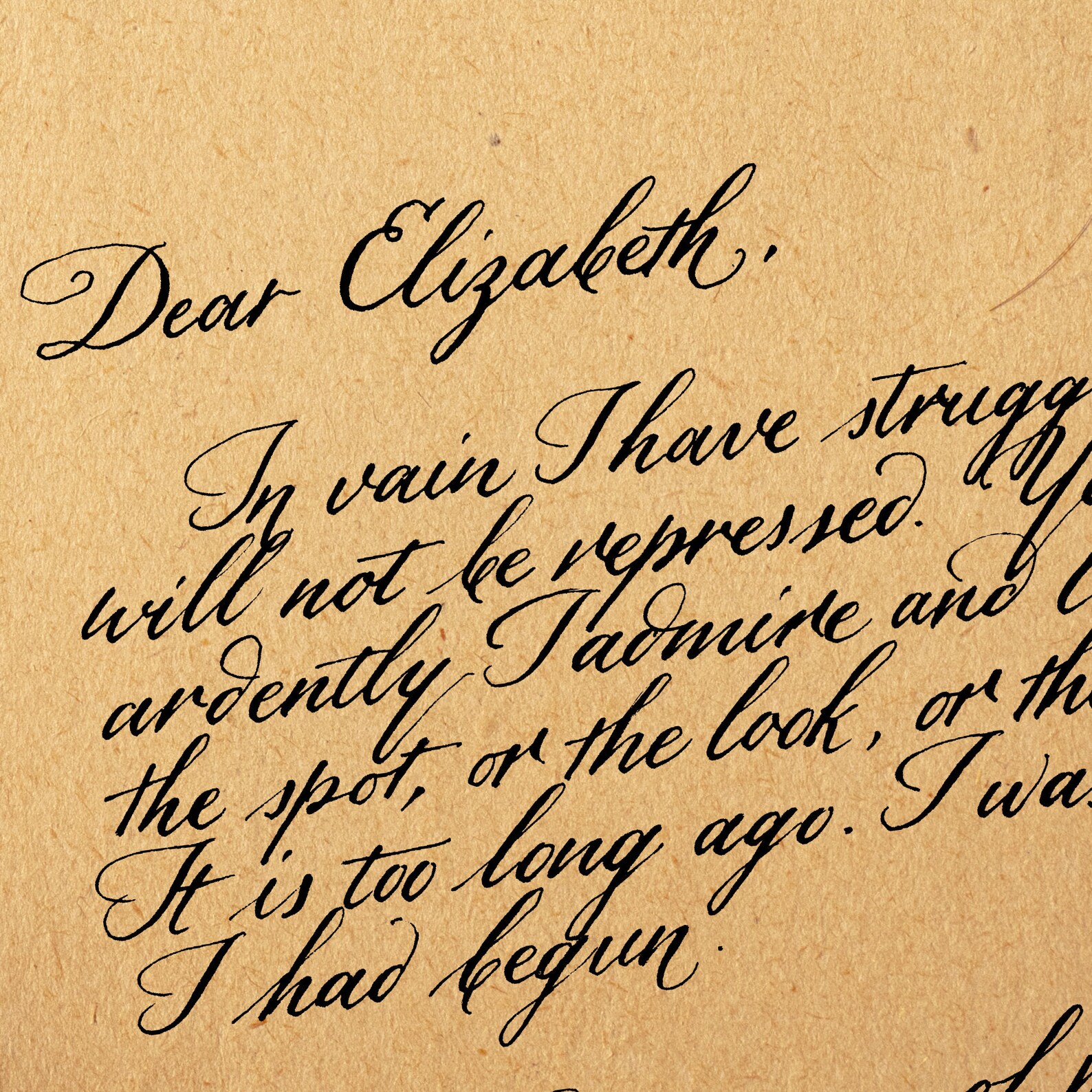 Jane Austen Elizabeth Darcy Pride and Prejudice Calligraphy Etsy