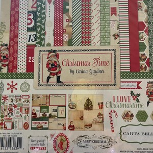 Christmas Time Scrapbook Paper Set Carte Bella.  12” x 12”