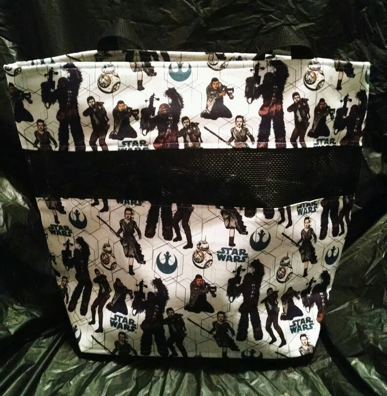 Large Handmade Tote Bag Star Wars Darth Vadar Hans Solo C-3PO R2-D2 Chewbacca Princess Leia Luke Skywalker Obi-Wan Kenobi Rey Kylo Ren BB-8