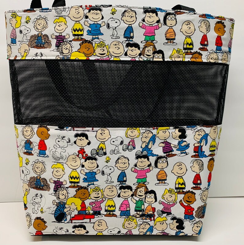 Large Handmade Tote Bag Peanuts Charlie Brown Snoopy Etsy